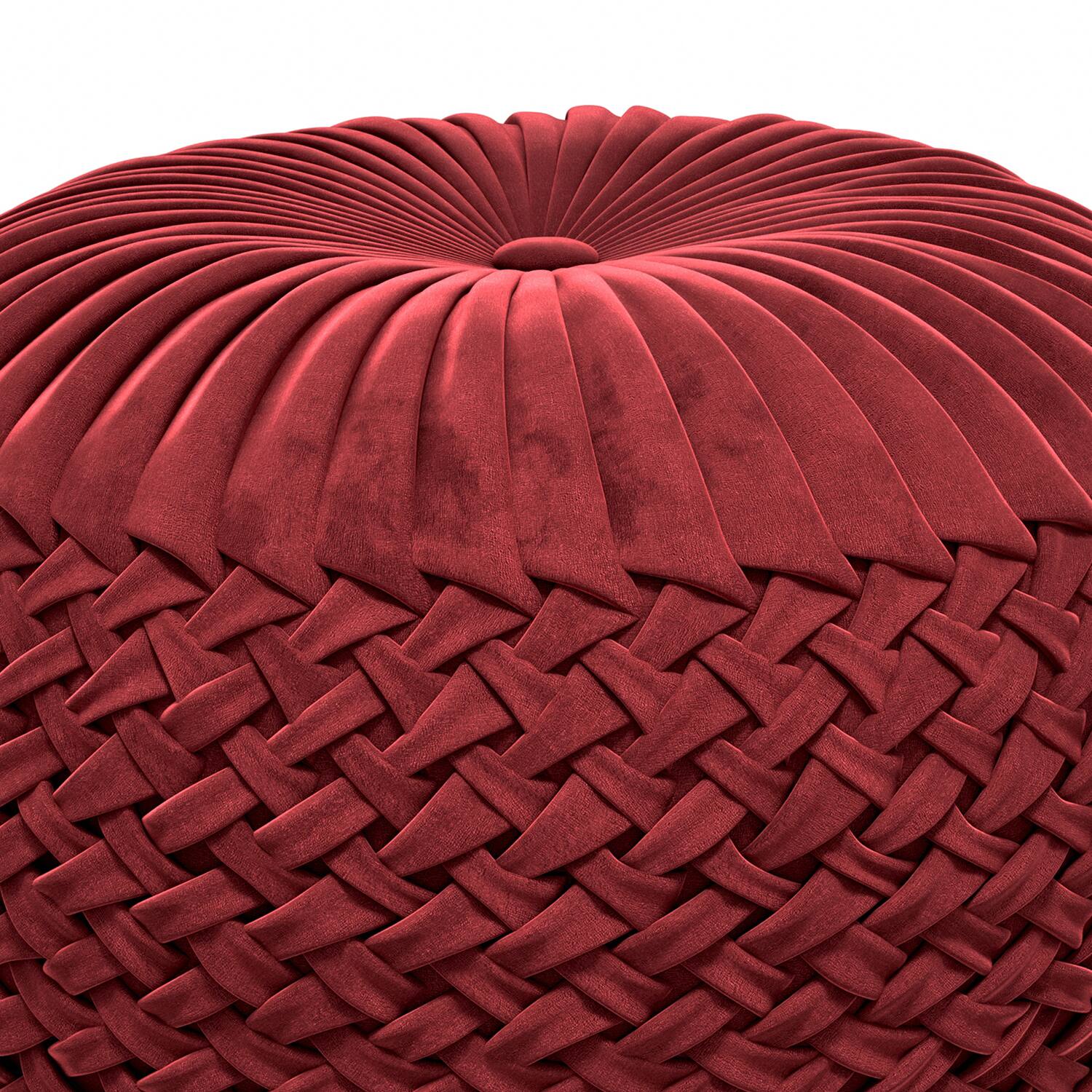 Alt View 13. Simpli Home - Grafton Velvet Round Pouf - Maroon.