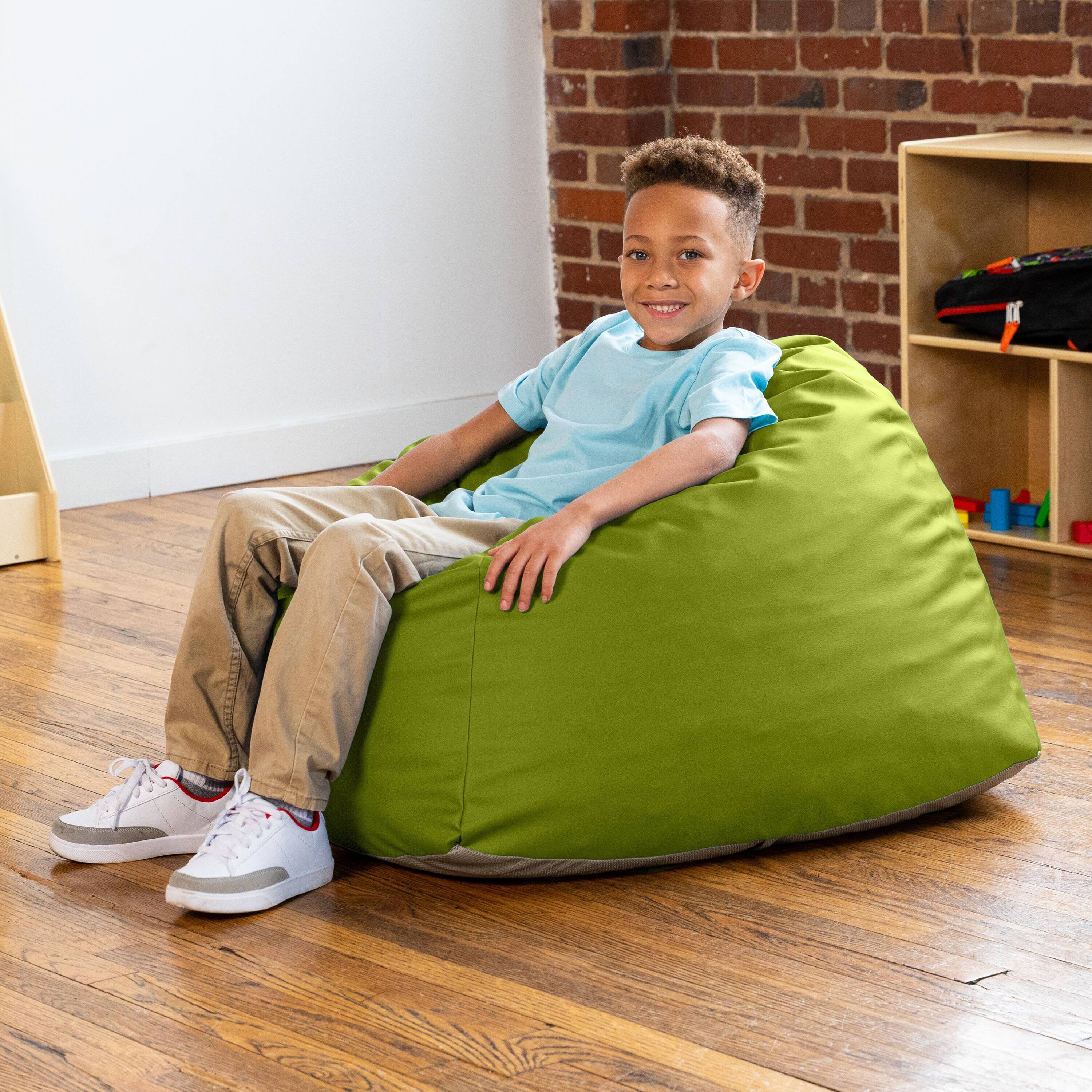 Back. Jaxx - Jaxx Gumdrop Jr. Kids Bean Bag for Early Childhood & Educational Environments, Premium Vinyl - Green - Green.