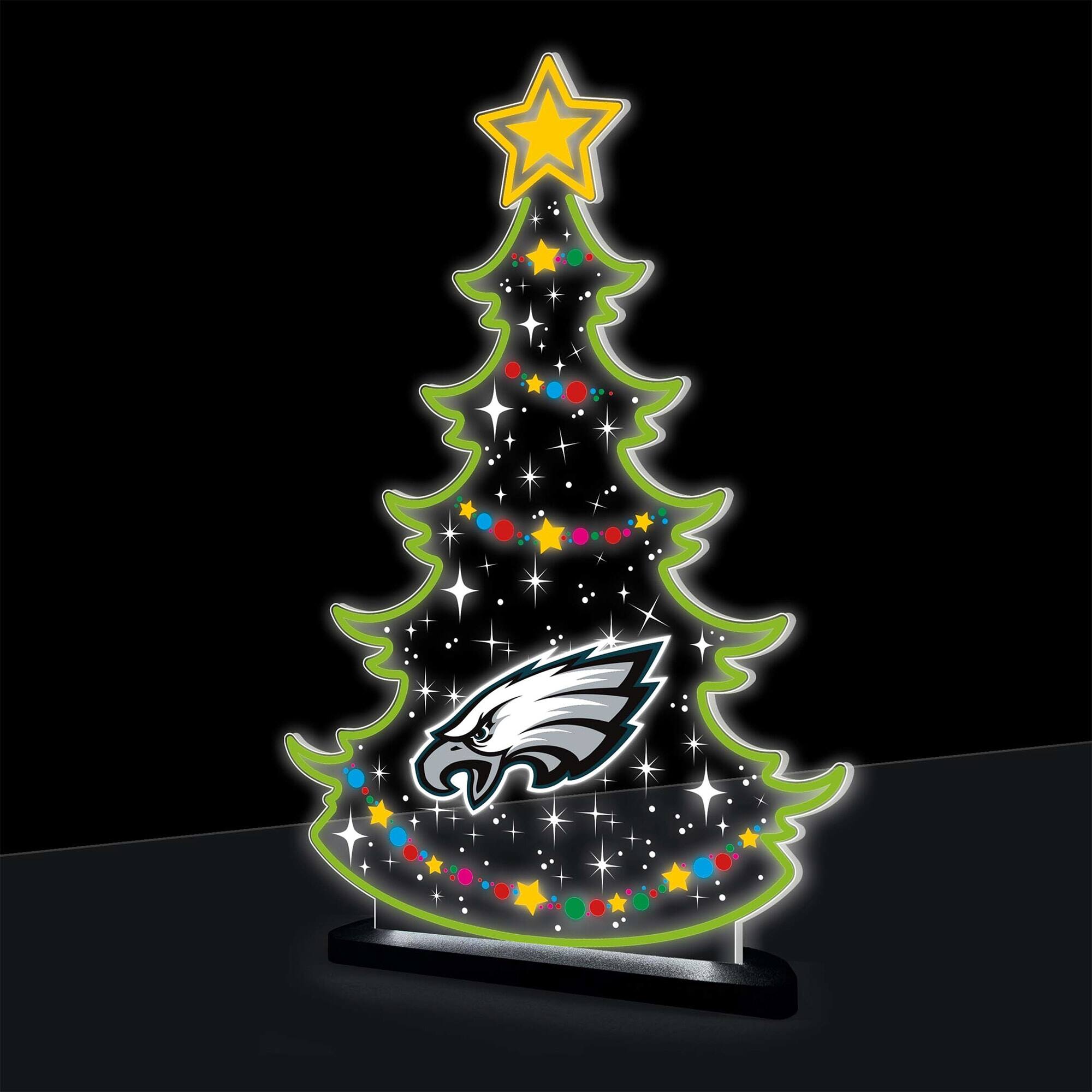 Evergreen Enterprises - Philadelphia Eagles 10" LED Tabletop Christmas Tree Desklite Sign - Green