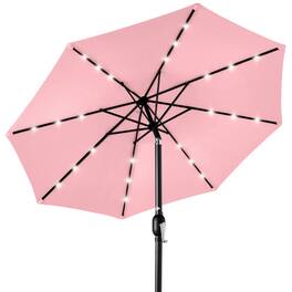 Best Choice Products - 10ft Solar LED Lighted Patio Umbrella w/ Tilt Adjustment, UV-Resistant Fabric - Carnation