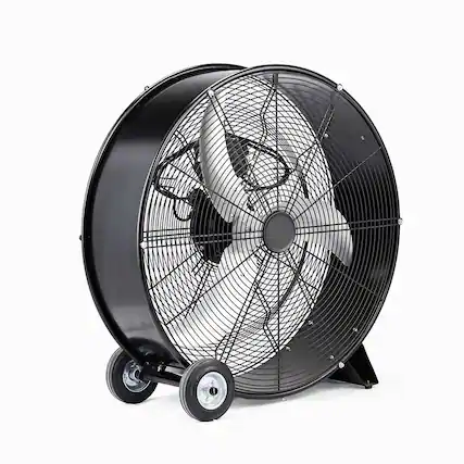 Front. Winado - 24 inch Industrial Drum Fan, 9500CFM High Velocity Metal Floor Fan with Handle, 3-Speed, Air Circulator for Gym, Barn - Black.