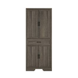 Famapy - Storage Cabinet with Drawer & Doors - Durable Hinges & Anti - Tip Design - Dark Gray