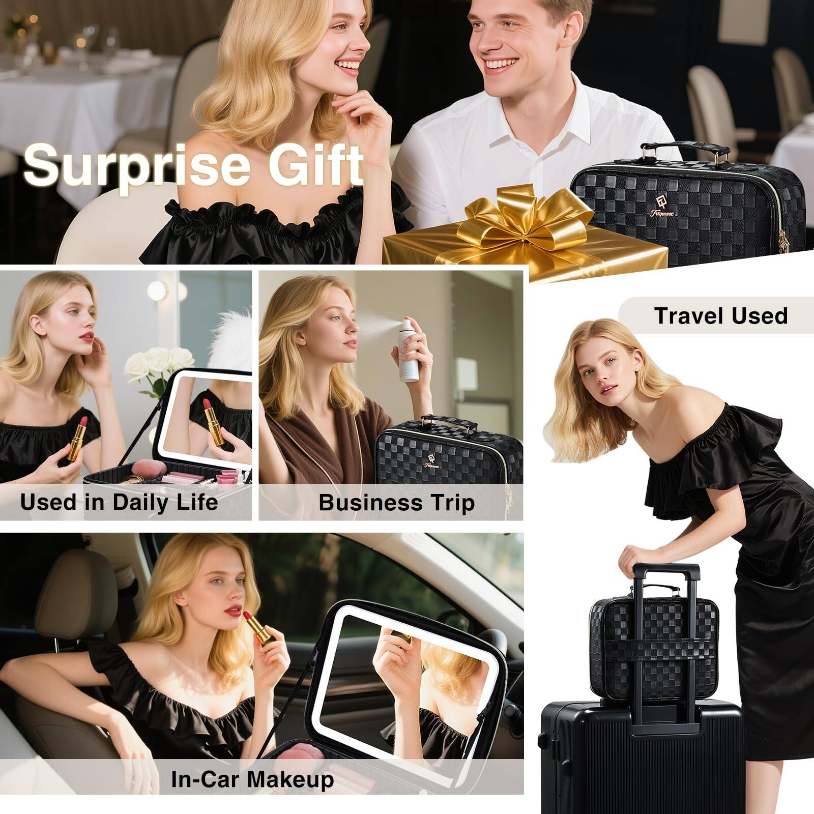 Sure, here is the corrected and grouped text from the image:

- Surprise Gift
- Used in Daily Life
- Business Trip
- In-Car Makeup
- Travel Used