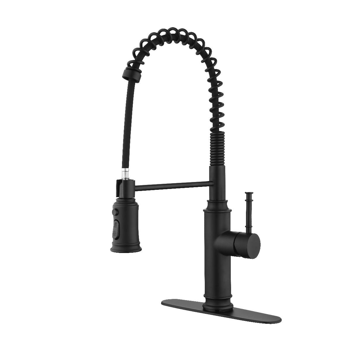 Front. Ropilly - Ropilly Single Handle Pull Down Kitchen Faucet, Matte Black Stainless Steel Spring Kitchen Sink Faucet - Matte Black.