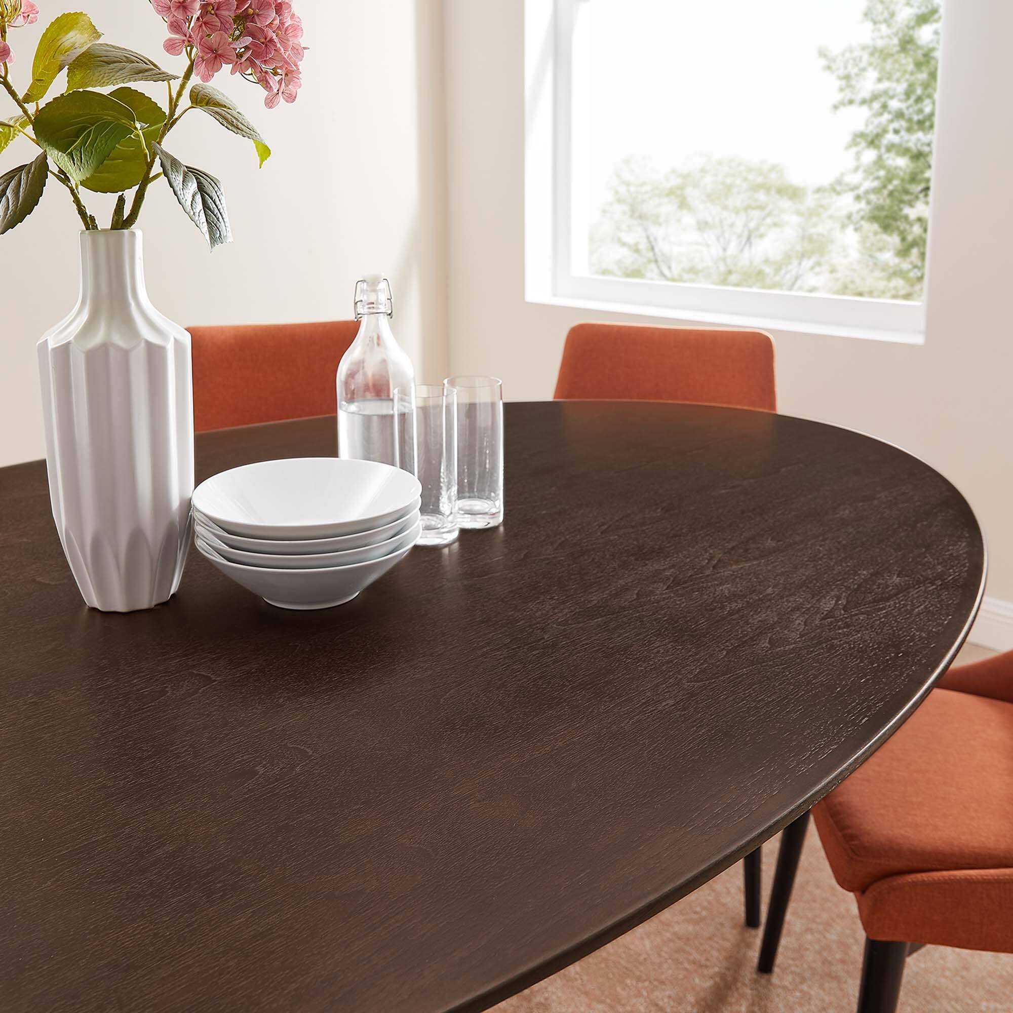 Alt View 6. Modway - Lippa 78" Oval Wood Dining Table by Modway - Black Cherry Walnut.