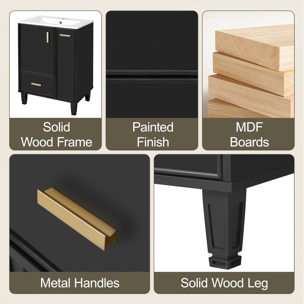 Solid Wood Frame  
Painted Finish  
MDF Boards  
Metal Handles  
Solid Wood Leg