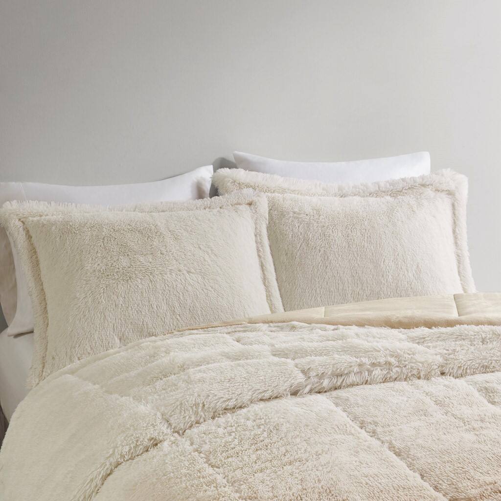 Alt View 3. Gracie Mills - Gracie Mills Ethel Faux Fur Ombre Shag Comforter Set - Natural.
