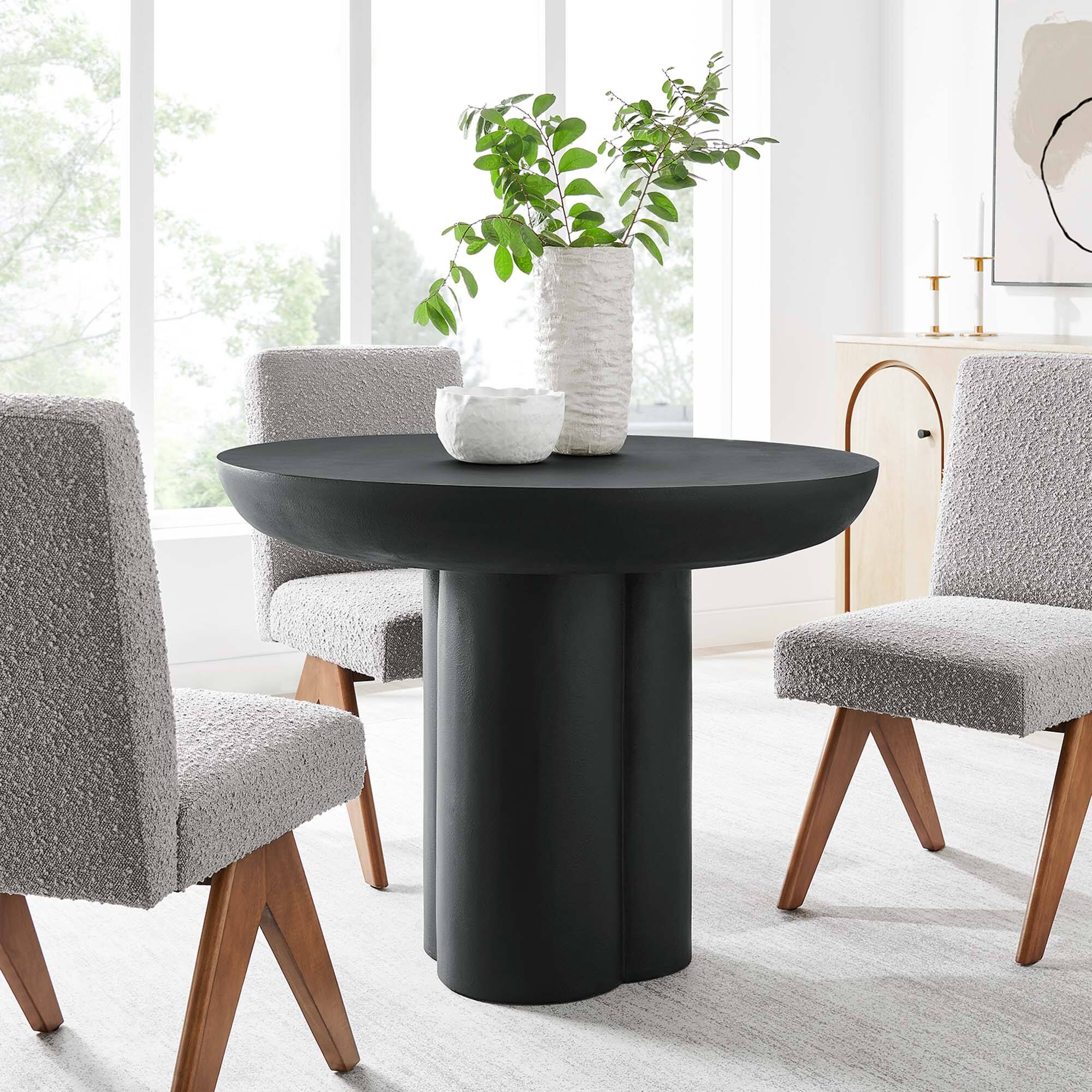 Alt View 2. Modway - Caspian 40" Round Concrete Dining Table by Modway - Black.