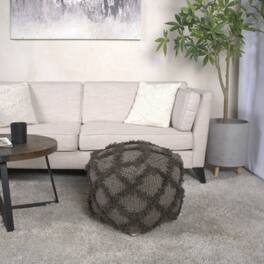 GOODSILO - Handcrafted Wool and Cotton Square Pouf for Indoor Seating and Decor - Brown