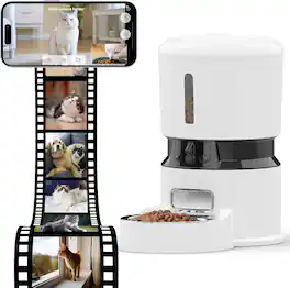 Chateau Abodes - Smart WiFi Pet Feeder with 1080P Dual Camera, Night Vision, Voice Control & Programmable Schedule - White