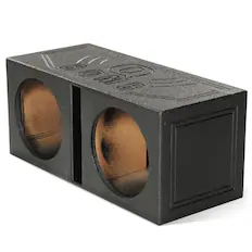 Front. QPower - Q Power QBOMB15V Dual 15" Vented Port Subwoofer Sub Box w/ Bedliner Spray - Black.