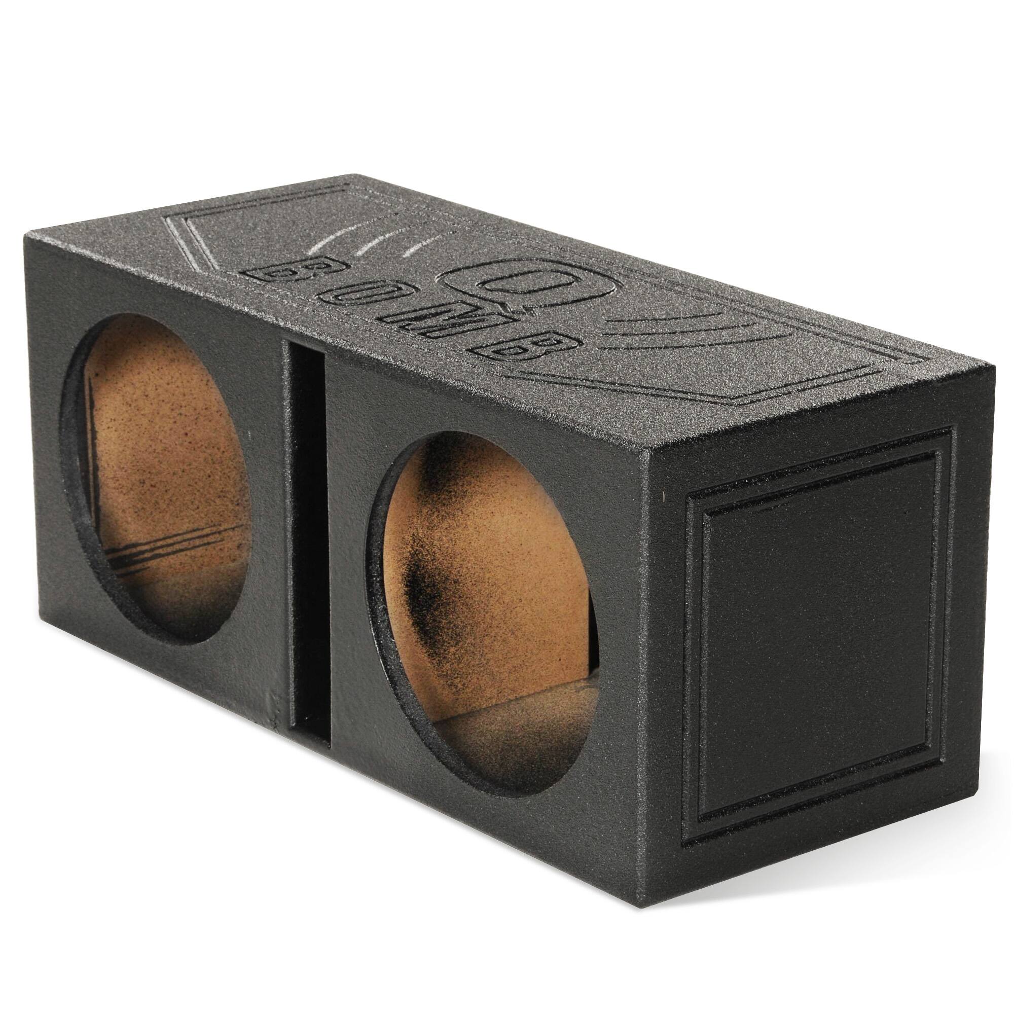 QPower - Q Power QBOMB15V Dual 15" Vented Port Subwoofer Sub Box w/ Bedliner Spray - Black