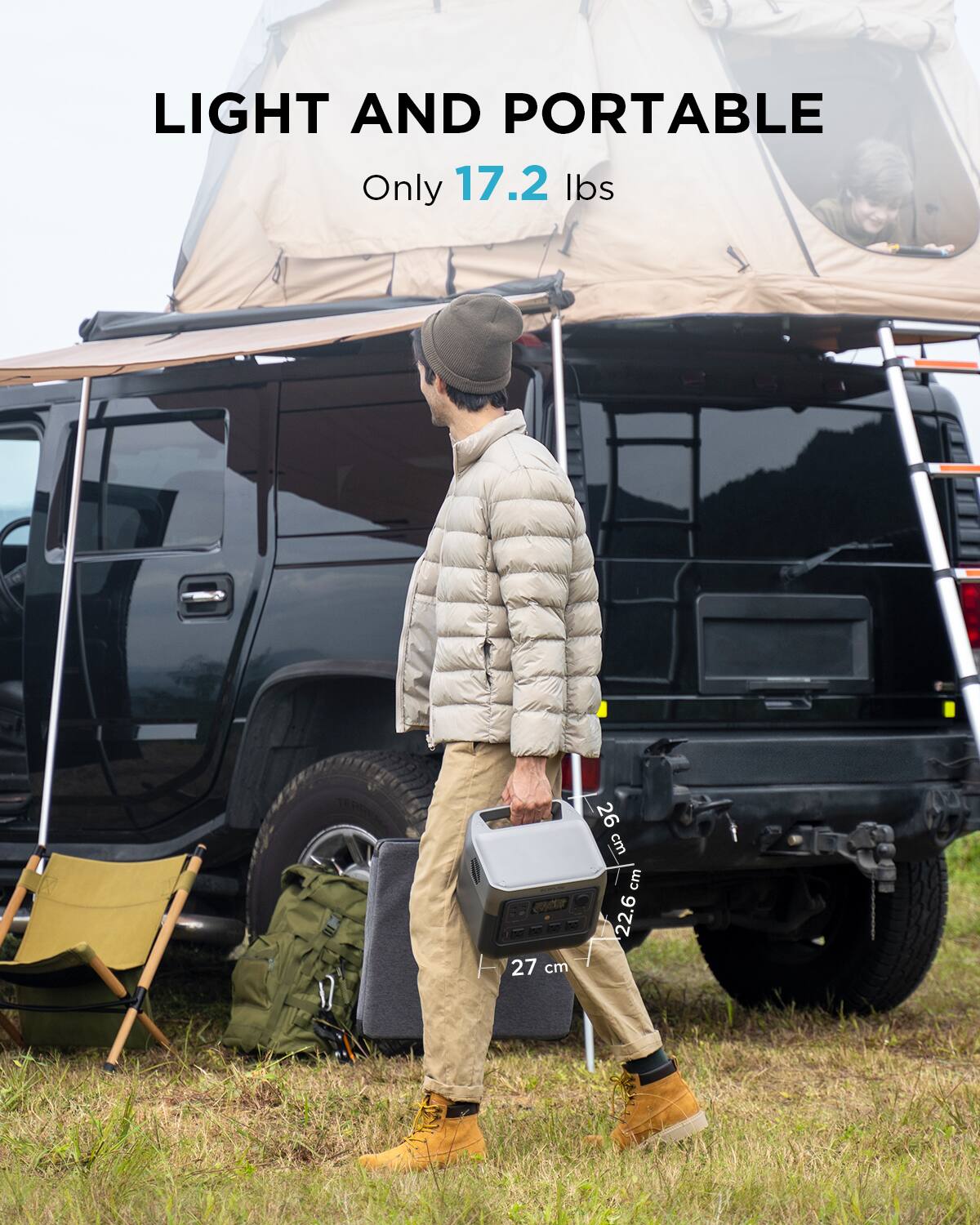 LIGHT AND PORTABLE: 17.2 lbs, 27 cm, 26 cm, 22.6 cm