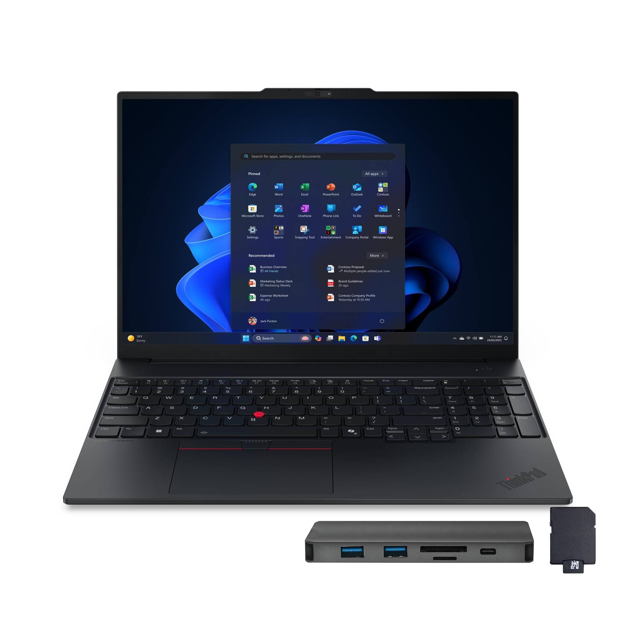 Lenovo - ThinkPad E16 Gen 3 16" Display Laptop,Intel Core 7 240H,32GB RAM,2TB SSD+288GB Dock Set,Win 11 Pro - Black
