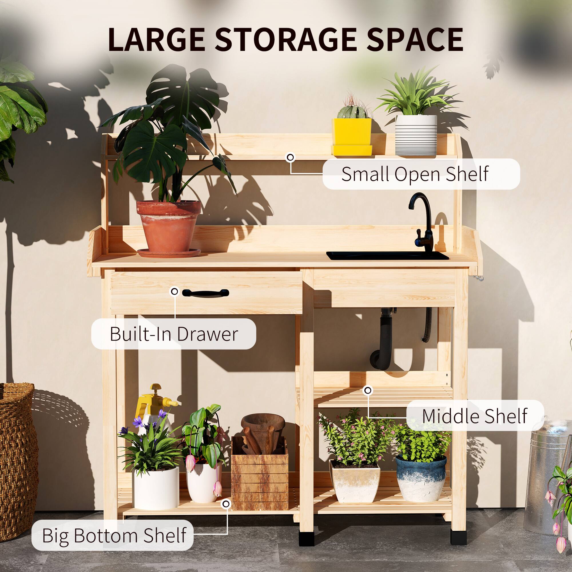 LARGE STORAGE SPACE
Small Open Shelf
Built-In Drawer
Middle Shelf
Big Bottom Shelf