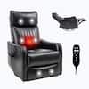 Front. Boyel Living - Black Faux Leather Heat Massage Manual Recliner Chair with Rocker and Swivel for Living Room - Black.
