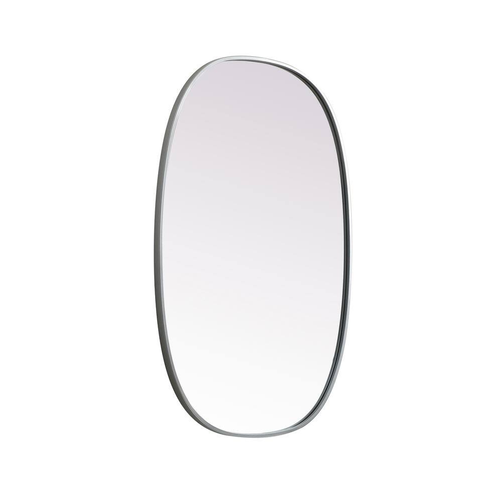 Alt View 1. Elegant Decor - Metal Frame Oval Mirror 27x40 Inch in Silver - Silver.