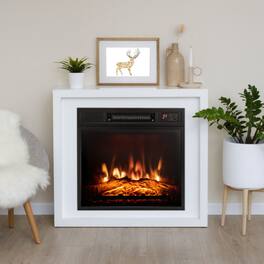 LUCKY ONE - 18 Inch Recessed/Freestanding Electric Fireplace with 3D Flame - Black