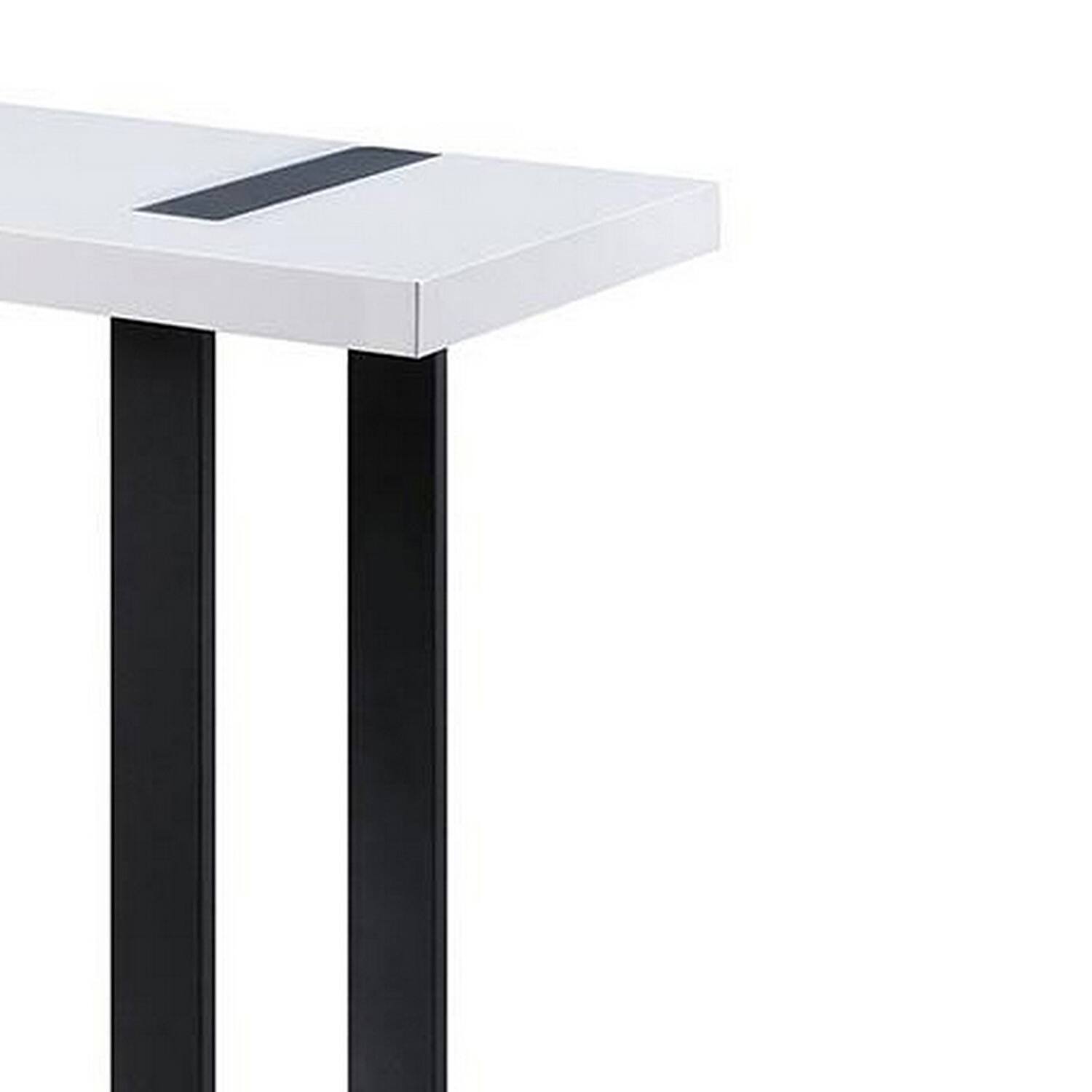 Alt View 3. Manhattan Lane - Two Tone Modern Sofa Table with Metal Legs, White and Black - White, Black.