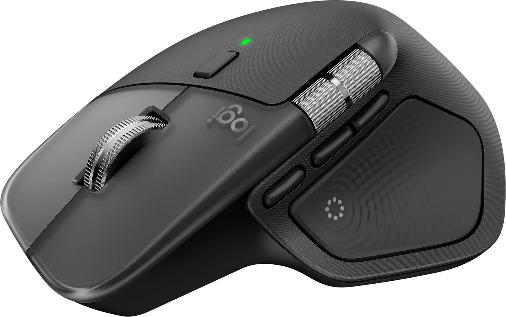 Logitech - MX Master 4 for Mac - Wireless Laser Ergonomic Mouse with Advanced Performance Haptic Feedback - Wireless - Space Black - Front_Zoom