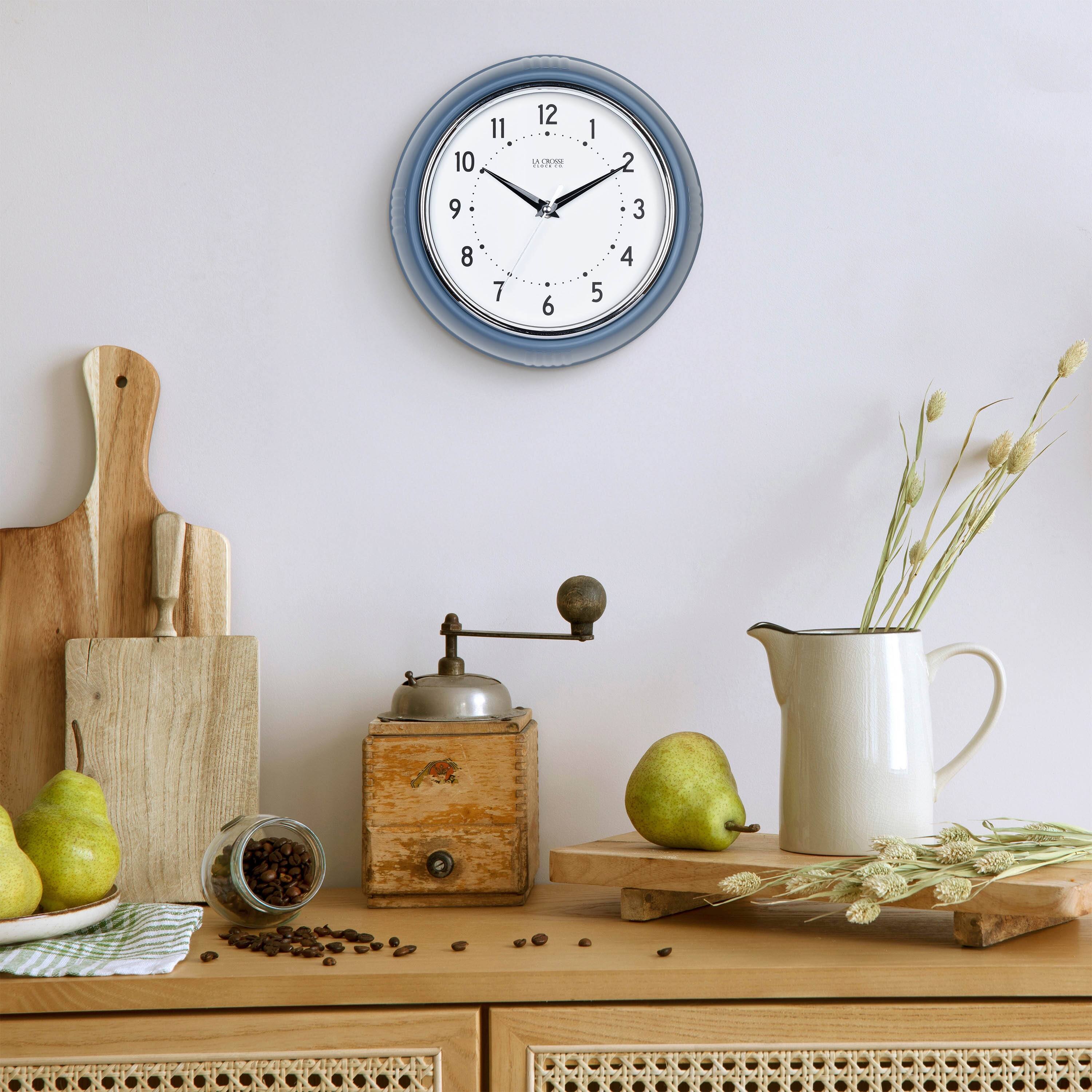 Alt View 2. La Crosse Clock Co. - 9.5 Inch Retro Diner Silent Sweep Quartz Wall Clock - Indigo Blue.