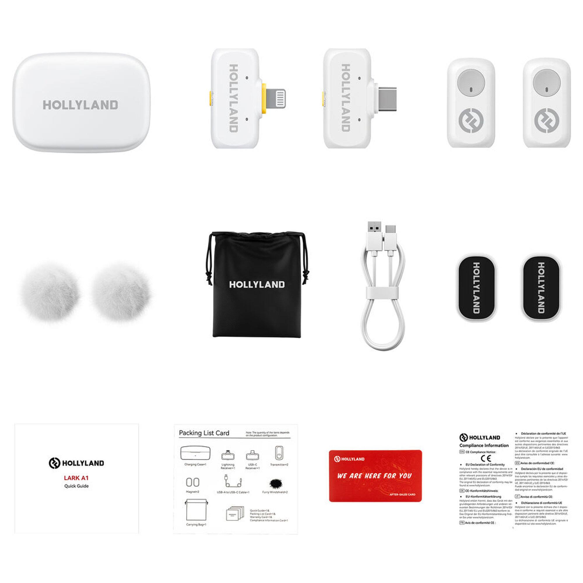HOLLYLAND  
HOLLYLAND  
HOLLYLAND  
HOLLYLAND  
HOLLYLAND  
HOLLYLAND  
HOLLYLAND  

Packing List Card  
1 WLLTLASD  
HOLLYLAND  
Compliance Information - CE  

LARK A1  
Quick Guide  

WE ARE HERE FOR YOU  

HOLLYLAND  
Compliance Information  
CE  

HOLLYLAND  
LARK A1  
Quick Guide  

Packing List Card  
Charging Case  
USB-C to USB-C Cable  
USB-C to USB-C Cable  
USB-C to USB-C Cable  
USB-C to USB-C Cable  
USB-C to USB-C Cable  
USB-C to USB-C Cable  
USB-C to USB-C Cable  
USB-C to USB-C Cable  
USB-C to USB-C Cable  
USB-C to USB-C Cable  
USB-C to USB-C Cable  
USB-C to USB-C Cable  
USB-C to USB-C Cable  
USB-C to USB-C Cable  
USB-C to USB-C Cable  
USB-C to USB-C Cable  
USB-C to USB-C Cable  
USB-C to USB-C Cable  
USB-C to USB-C Cable  
USB-C to USB-C Cable  
USB-C to USB-C Cable  
USB-C to USB