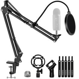 Cedar Assembly - Microphone Stand Mic Boom Arm For Quadcast Solocast Snowball Fifine K669b And Other With Shock Mount Windscree - Medium
