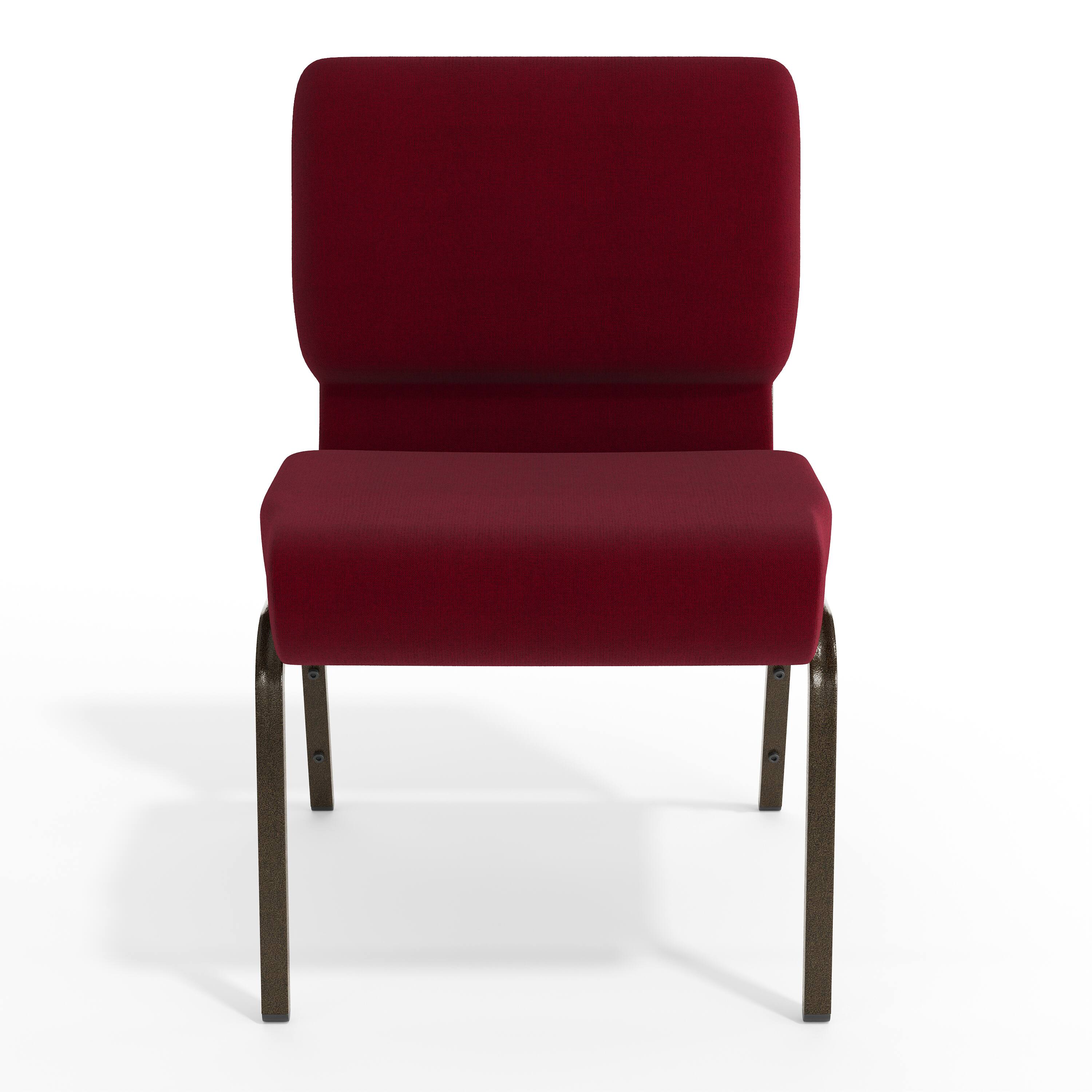 Alt View 9. Emma + Oliver - 21"W Stackable Church/Reception Guest Chair - Burgundy Fabric/Gold Vein Frame.