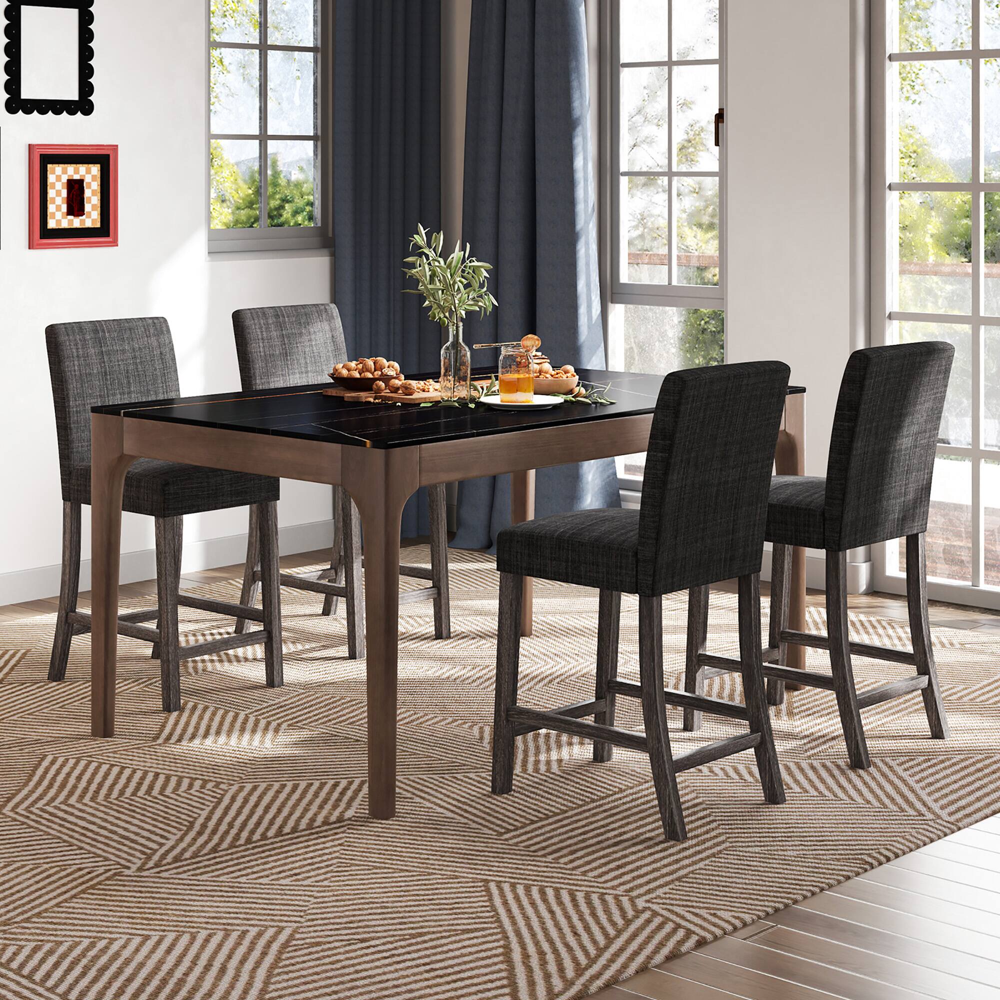 Alt View 1. Gymax - Gymax 4PCS 24.5'' Counter Height Bar Stools Modern Fabric Upholstered Kitchen Chairs Gray - Gray.