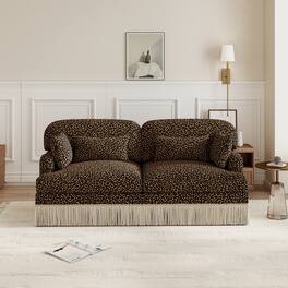 Anysun - Modern Fashion Leopard Print Chenille Deep Seat Loveseat, Easy Assembly - Brown