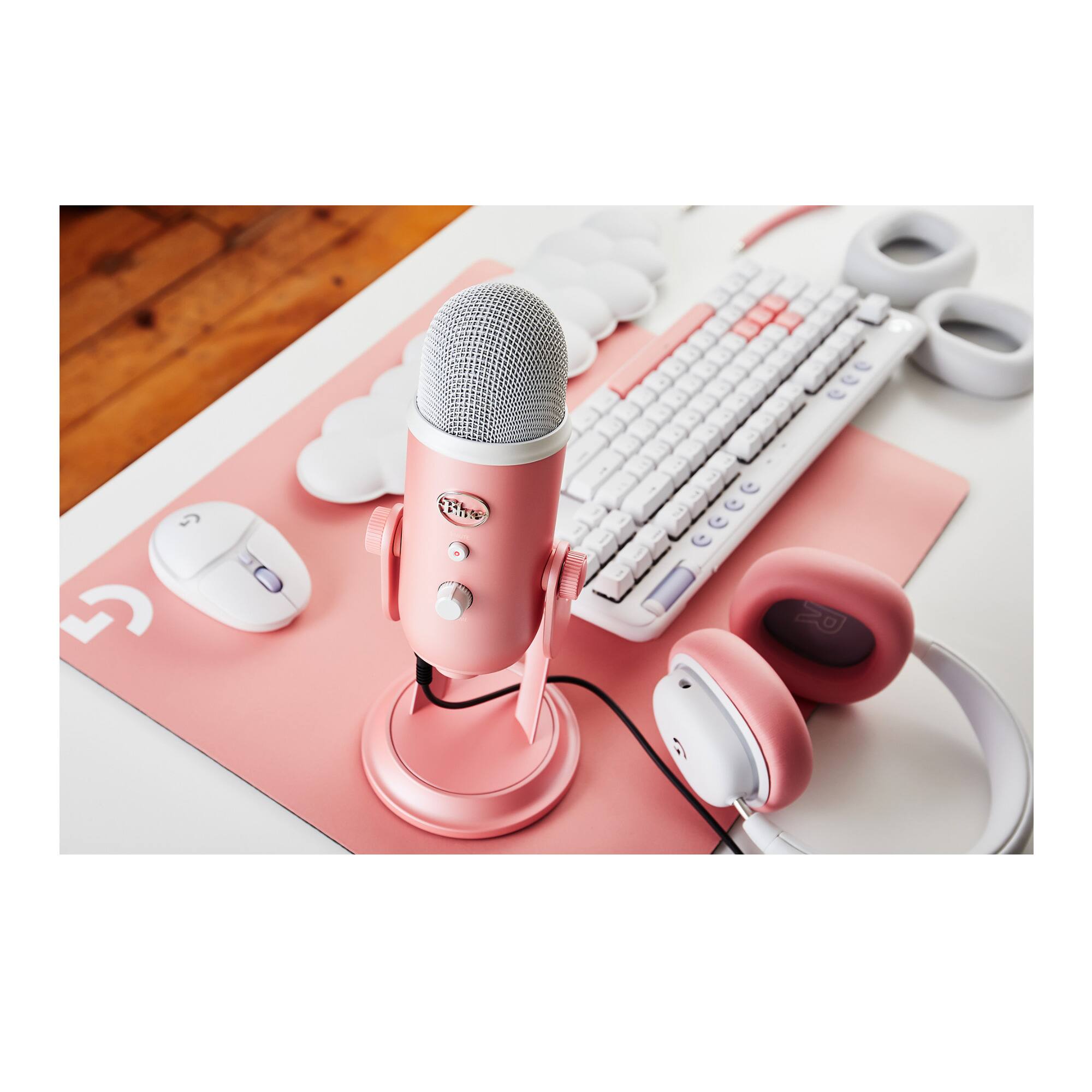 Left. Blue Microphones - Blue Microphones Yeti USB Microphone Aurora Collection (Pink Dawn) Bundle.