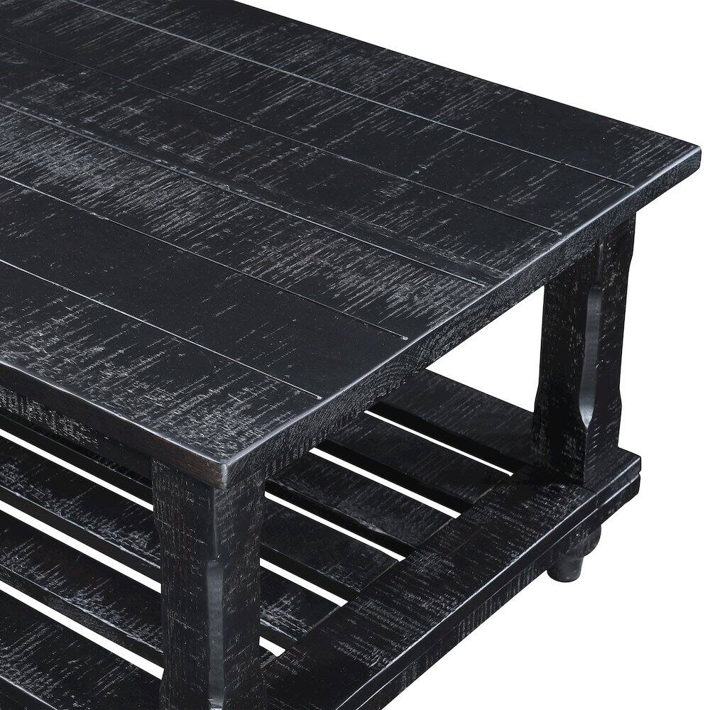 Alt View 2. New Classic Furniture - Cade 3-Piece Wood Occasional Table Set in Black - Black.
