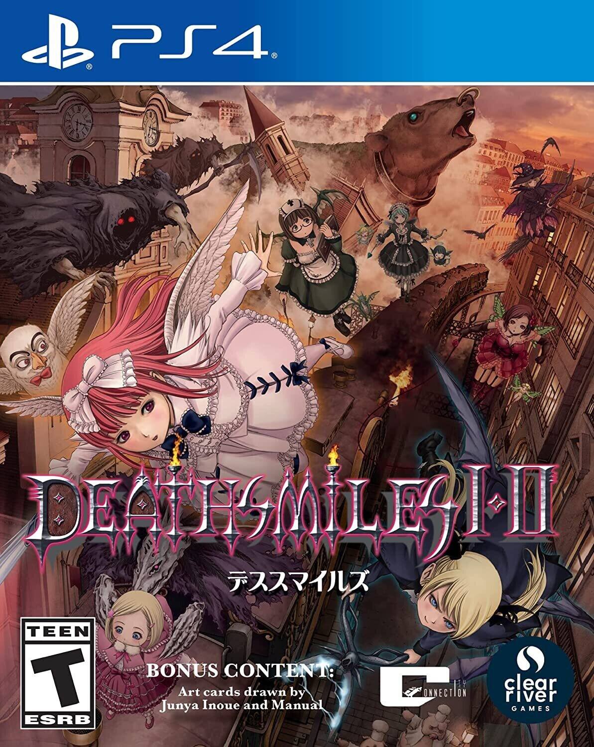 PS4. DEATH MILE II TEEN BONUS CONTENT: 1: Art cards drawn by Junya Inoue and Manual by ONNECTION 119 clear river GAMES ESRB - T (Teen 13+)