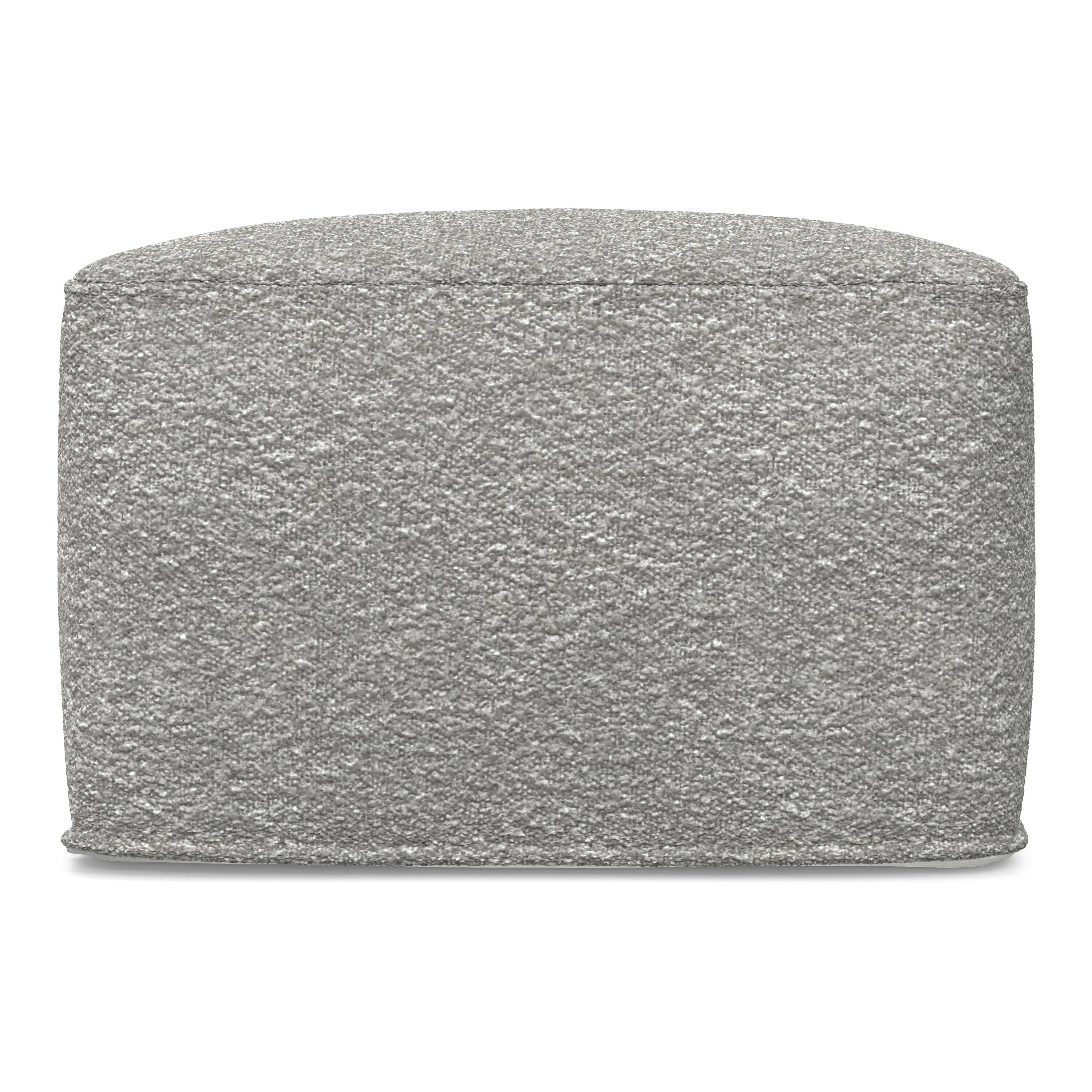 Left. Simpli Home - Chantal 24 inch Wide Contemporary Pouf in Light Grey Boucle Fabric - Light Grey.