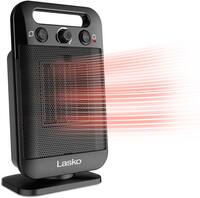 Lasko - MyHeat - GO 1500-Watt Oscillating Ceramic Space Heater with Adjustable Thermostat, CD12100 - Black - Front_Zoom