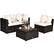 Front. Costway - 4PCS Patio Rattan Wicker Sofa Furniture Set Cushioned Conversation Ottoman Set - White.