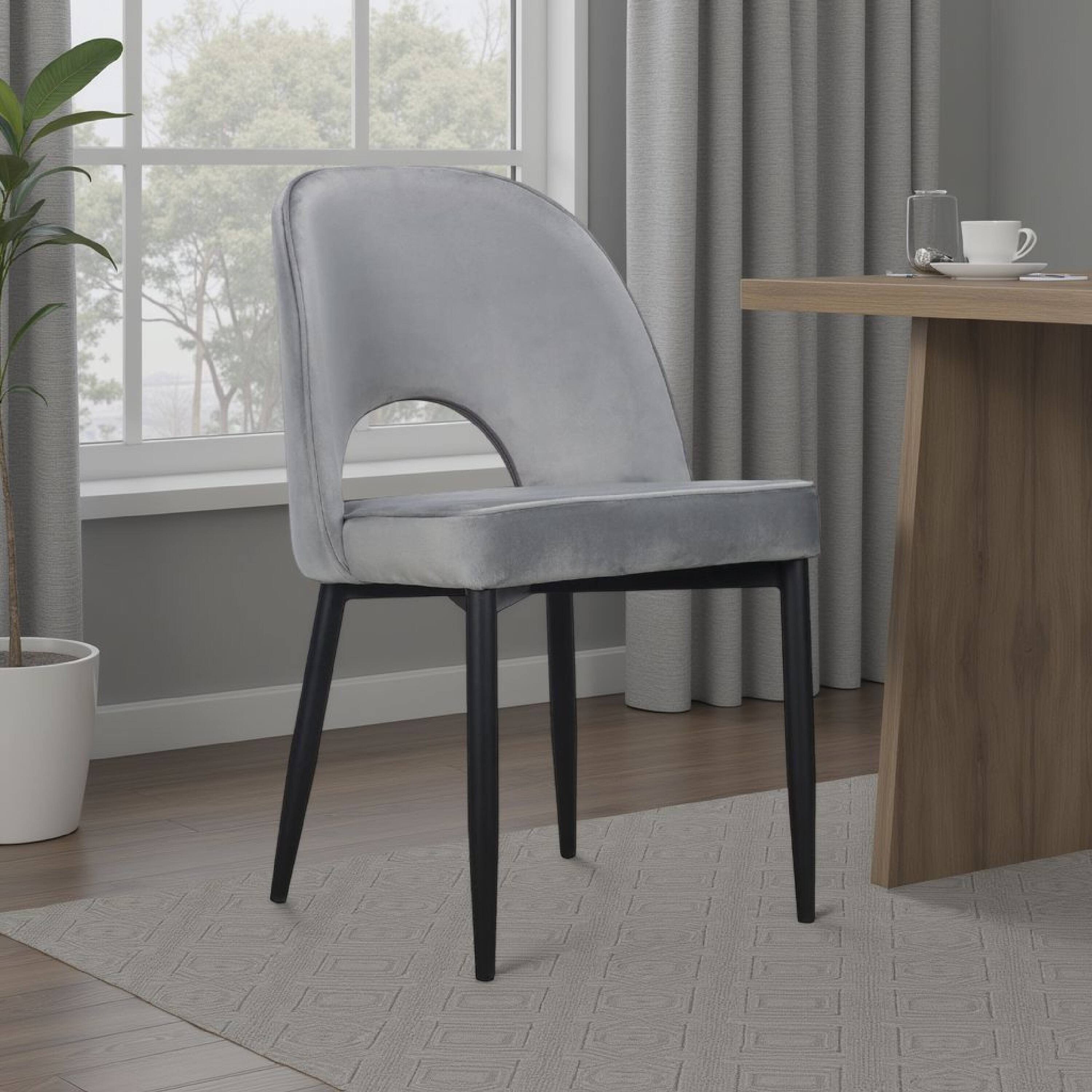Alt View 3. Manhattan Lane - Koir Set of 2 Dining Chair Fabric, Cut Out Backrest,  Legs - Gray, Black.