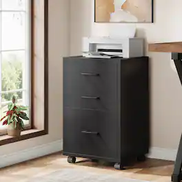Tribesigns - Office Computer Desk with Wooden Frame, Storage Drawers, for Computer Work, Writing and Study in Home Offices - Black