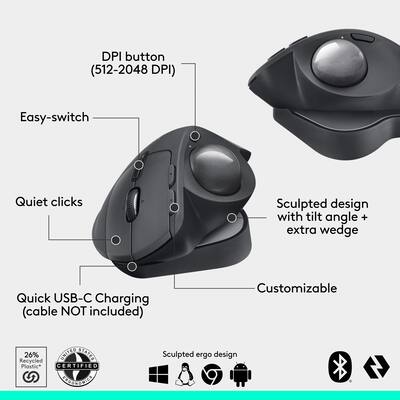 Logitech MX ERGO S PLUS Wireless Ergonomic Trackball Mouse with 6 Logitech MX ERGO S PLUS Wireless Ergonomic Trackball Mouse with 6