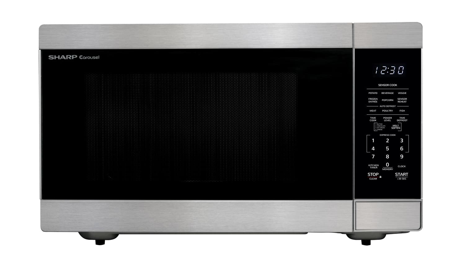 Front. Sharp - 2.2 cu ft Stainless Family Size Countertop Microwave with Sensor cooking and Inverter Technology. - Siver.