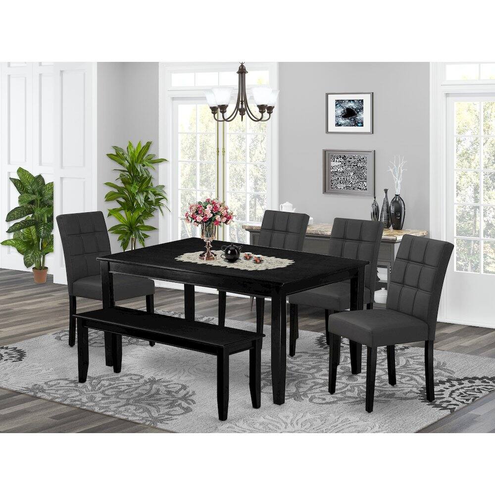 Alt View 9. East West Furniture - 6 Piece Dinner Table Set contain A Kitchen Table - Black.