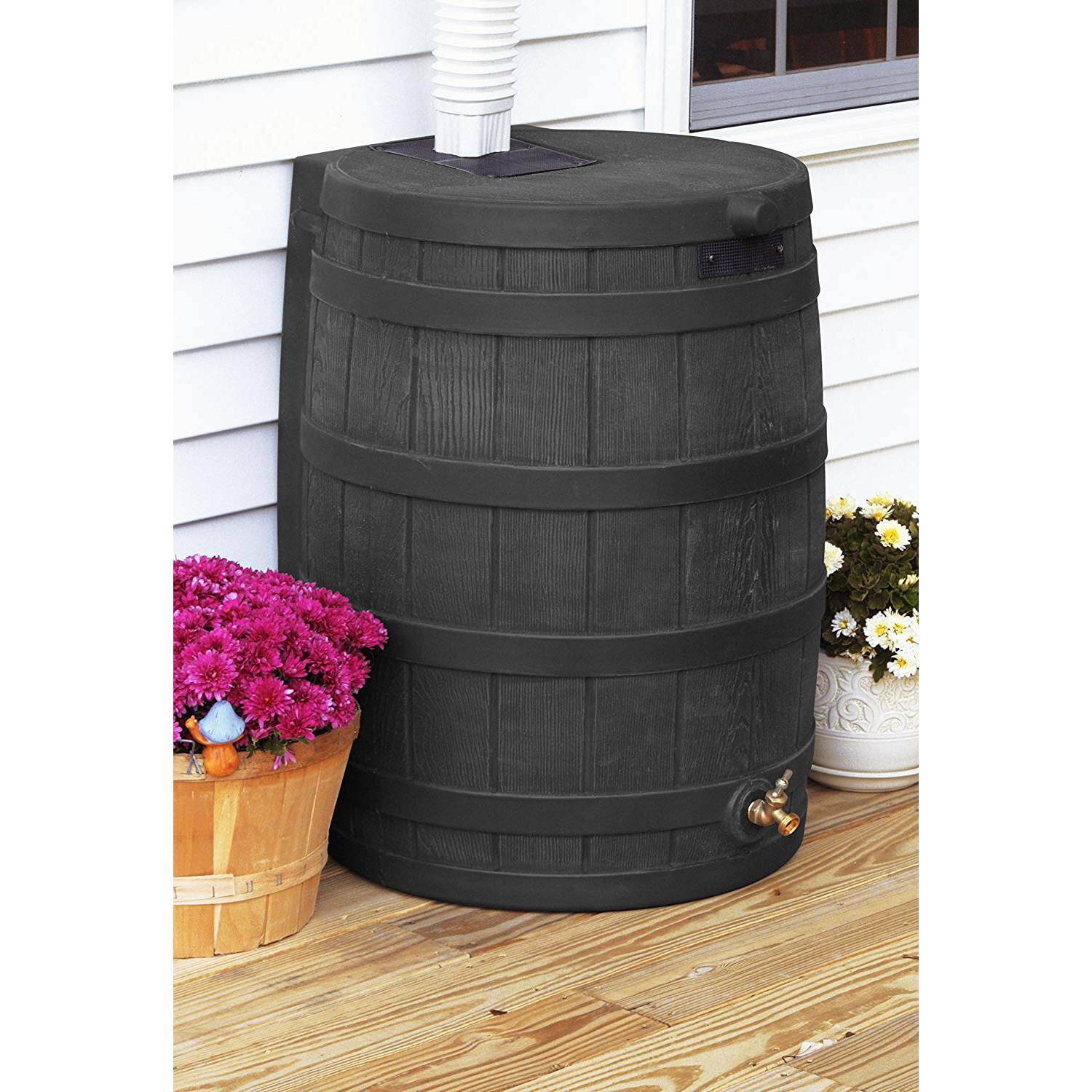 Alt View 10. Good Ideas - Good Ideas Rain Wizard 50 Gallon Plastic Rain Barrel, Black with 50' Soaker Hose.
