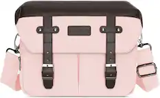 Front. mosiso - Camera Case Crossbody Shoulder Messenger Bag for DSLR/SLR/Mirrorless Photography, Vintage Cameras Bag with Rain Cover - Pink.
