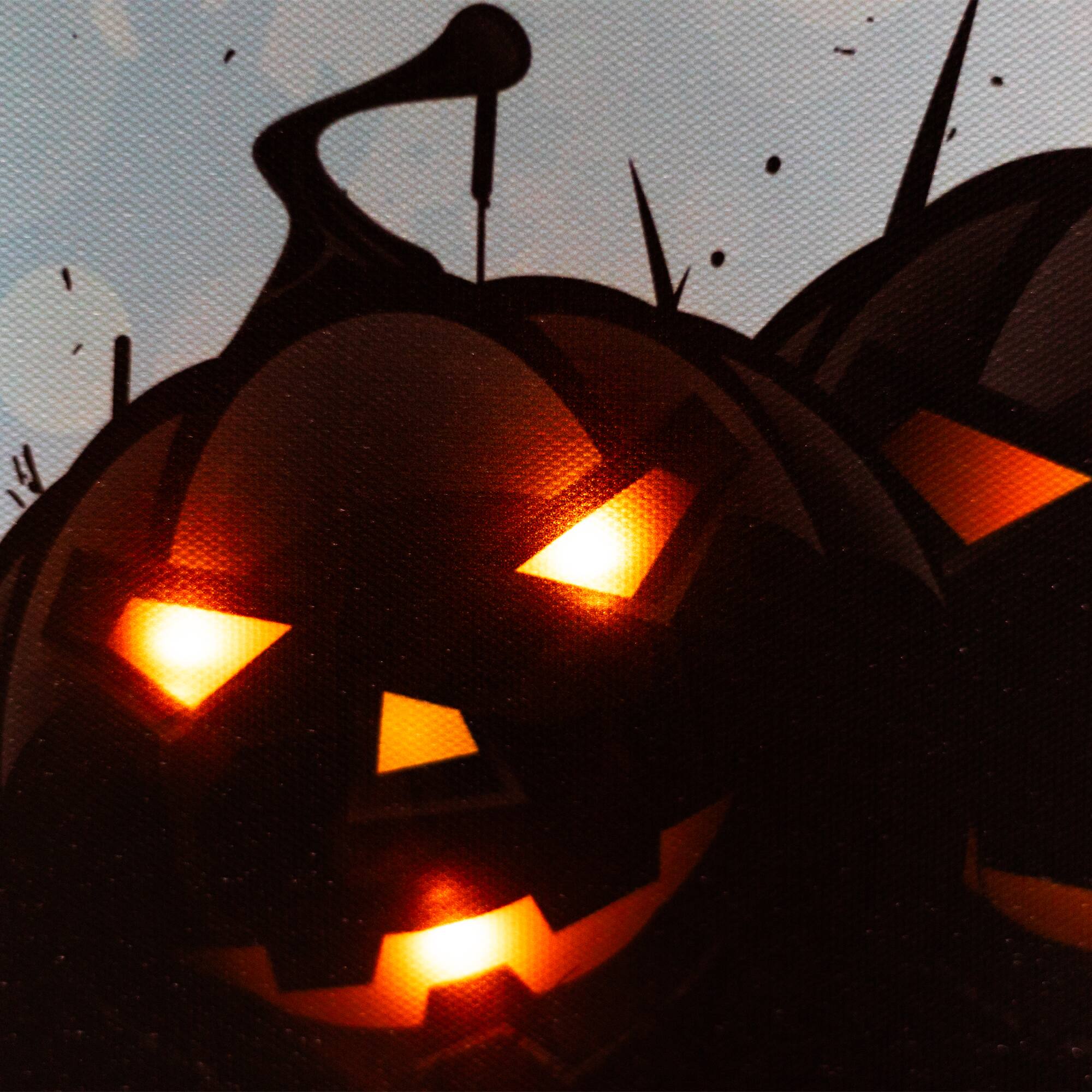 Northlight LED Lighted Jack O Lanterns and Bats Halloween Canvas Wall ...