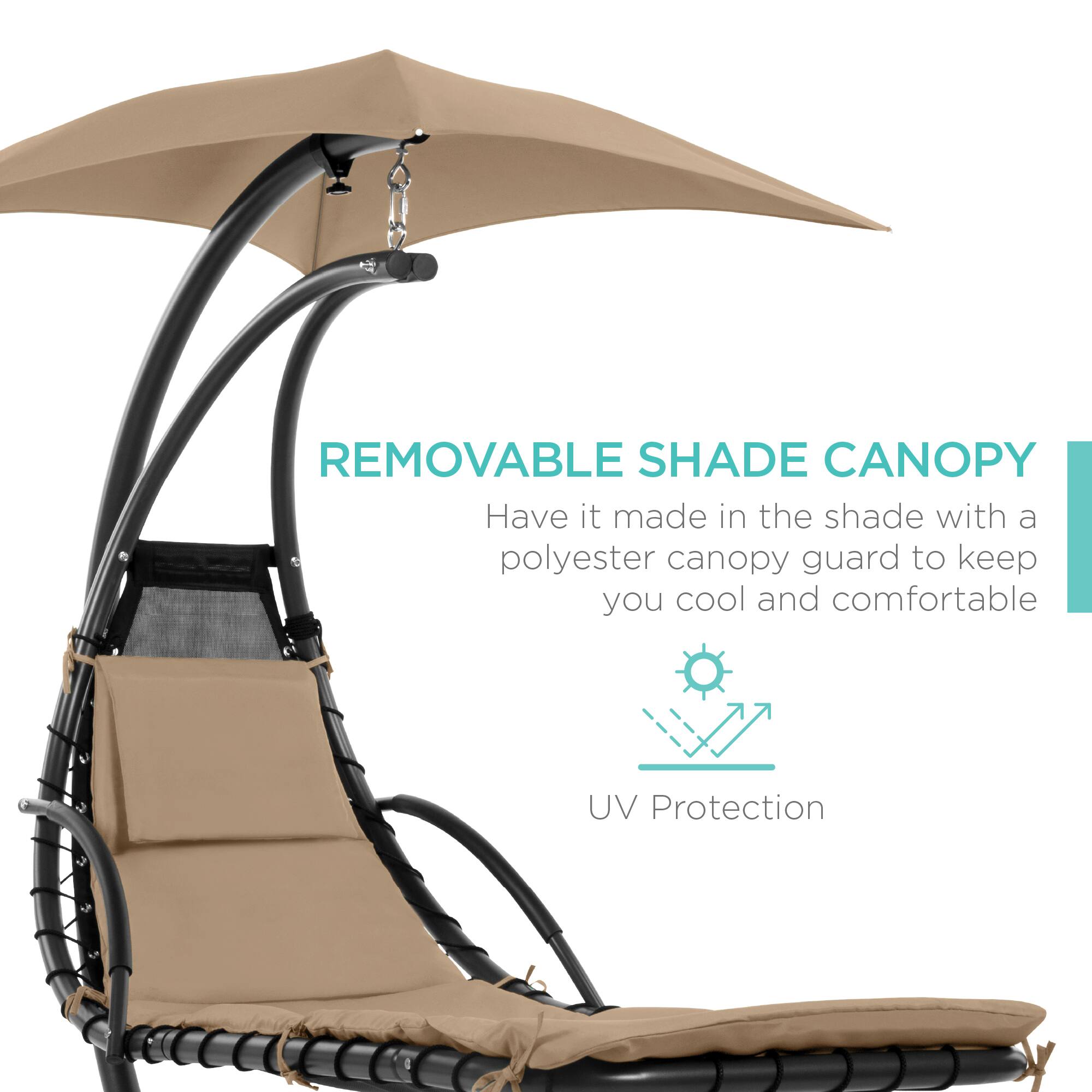 REMOVABLE SHADE CANOPY  
Have it made in the shade with a polyester canopy guard to keep you cool and comfortable  
UV Protection