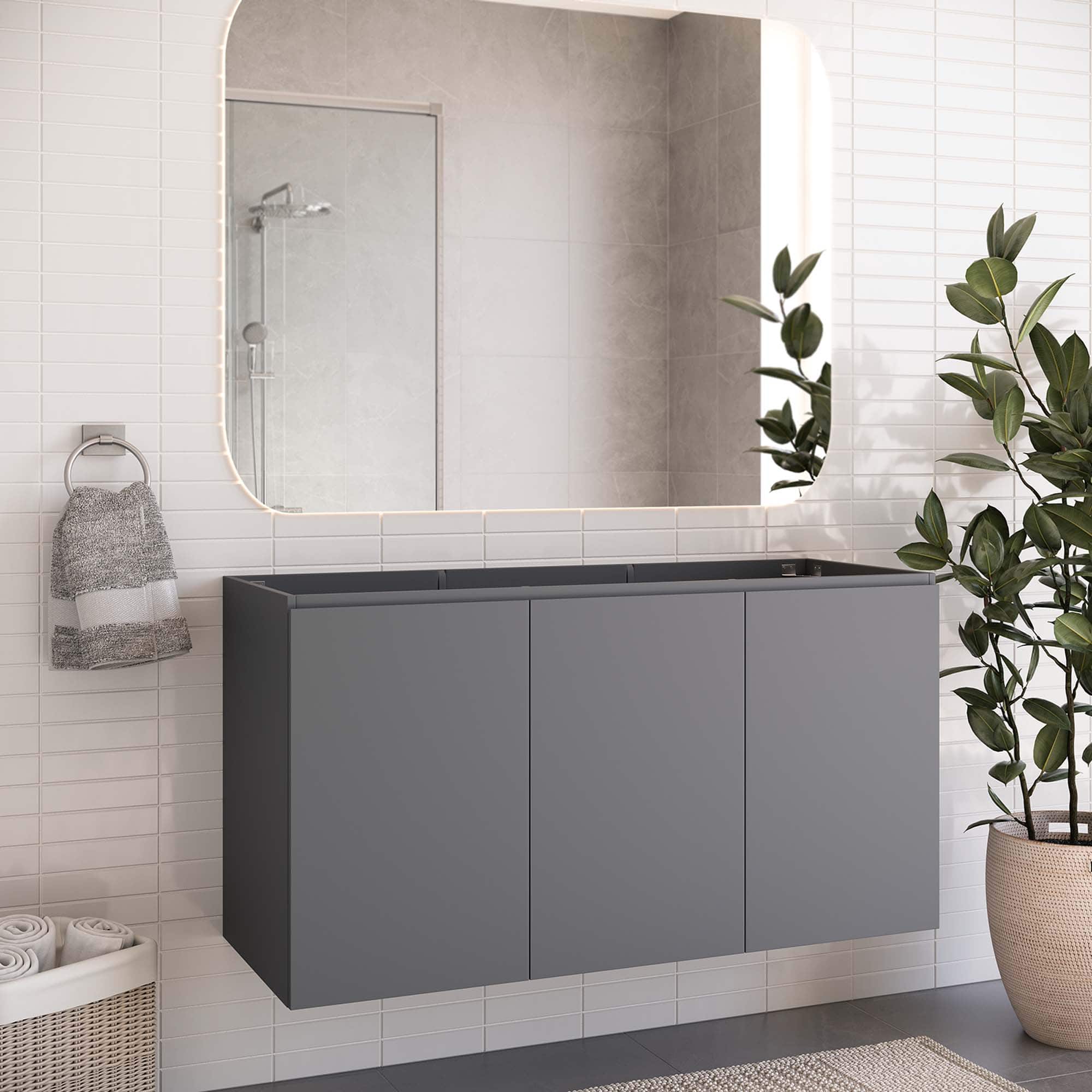 Modway - Bryn Wall-Mount Bathroom Cabinet Basin Not Included - Gray