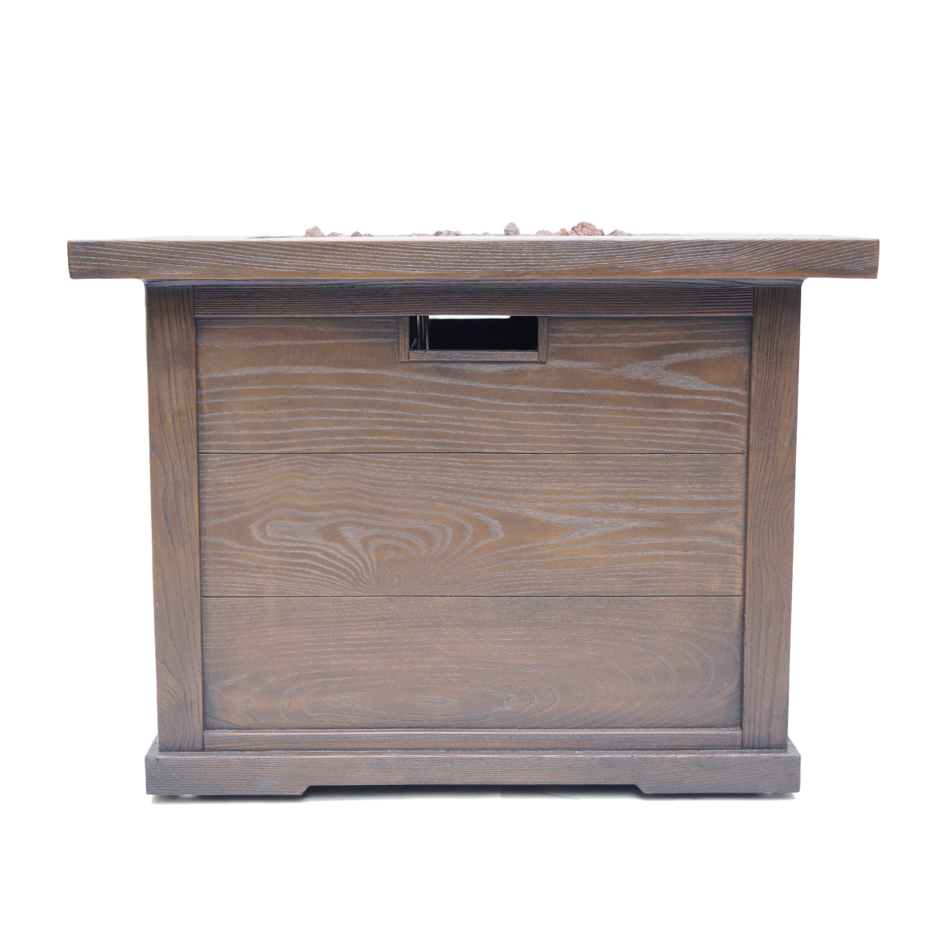 Alt View 5. APRILSOUL - Outdoor Patio 24 inch H x 32 inch W Square Gas Burning MgO Fire Pit Tank Inside Brown Wood Pattern 40000 BTU - Brown.