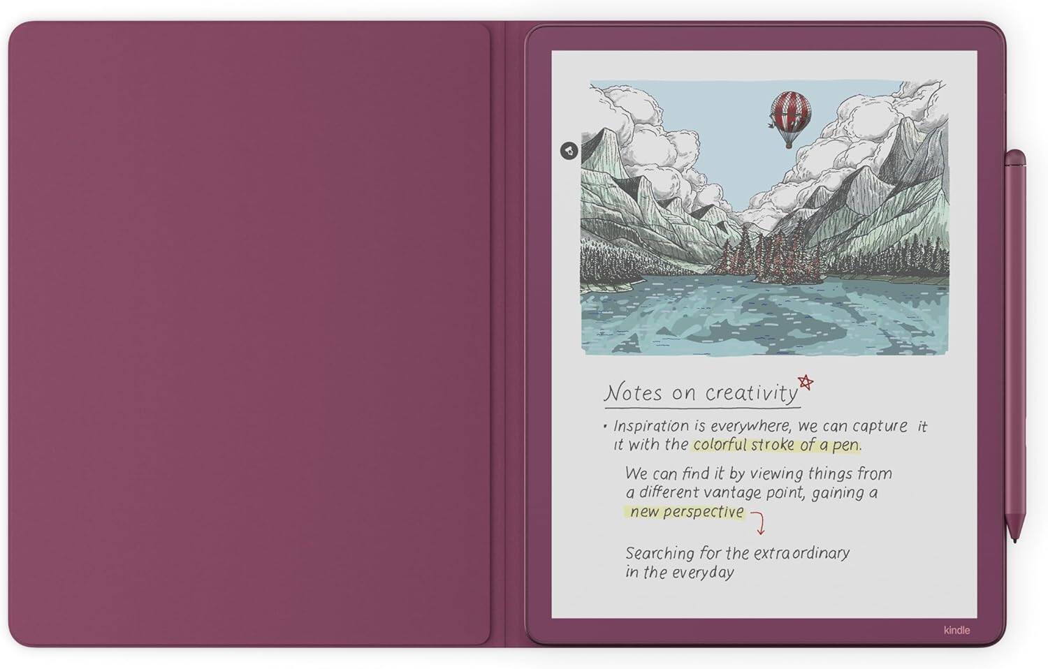 Notes on creativity

- Inspiration is everywhere, we can capture it with the colorful stroke of a pen.
- We can find it by viewing things from a different vantage point, gaining a new perspective.
- Searching for the extraordinary in the everyday