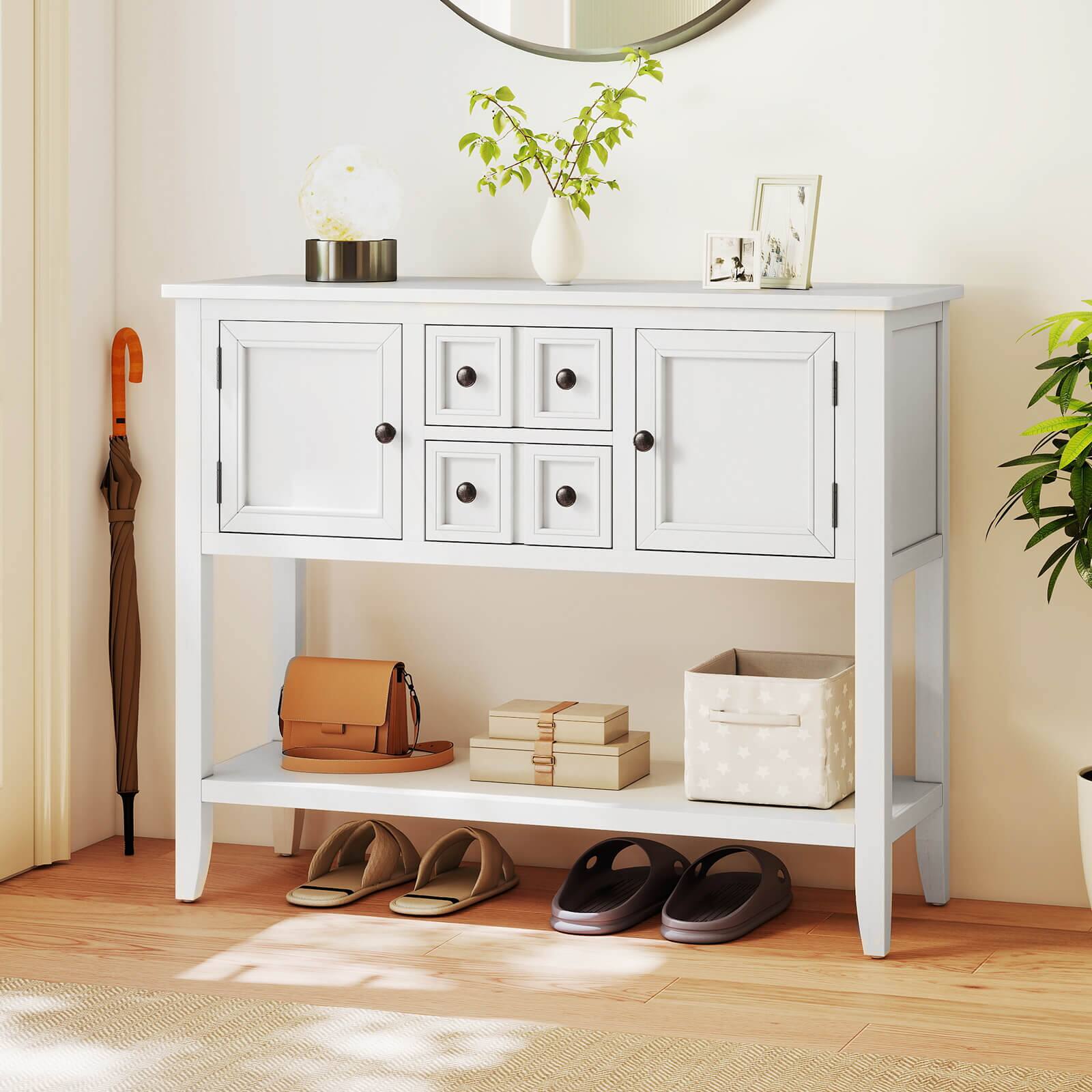 Alt View 9. Costway - Buffet Sideboard Cabinet Entryway Console Table with 2 Doors and 2 Drawers - White.