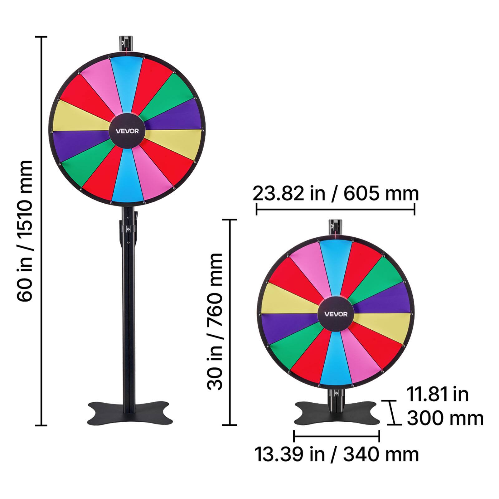 VEVOR 60 in / 1510 mm  
30 in / 760 mm  
23.82 in / 605 mm  
11.81 in / 300 mm  
13.39 in / 340 mm